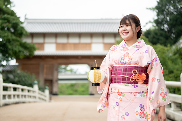 簡単着物と水府提灯で街歩き